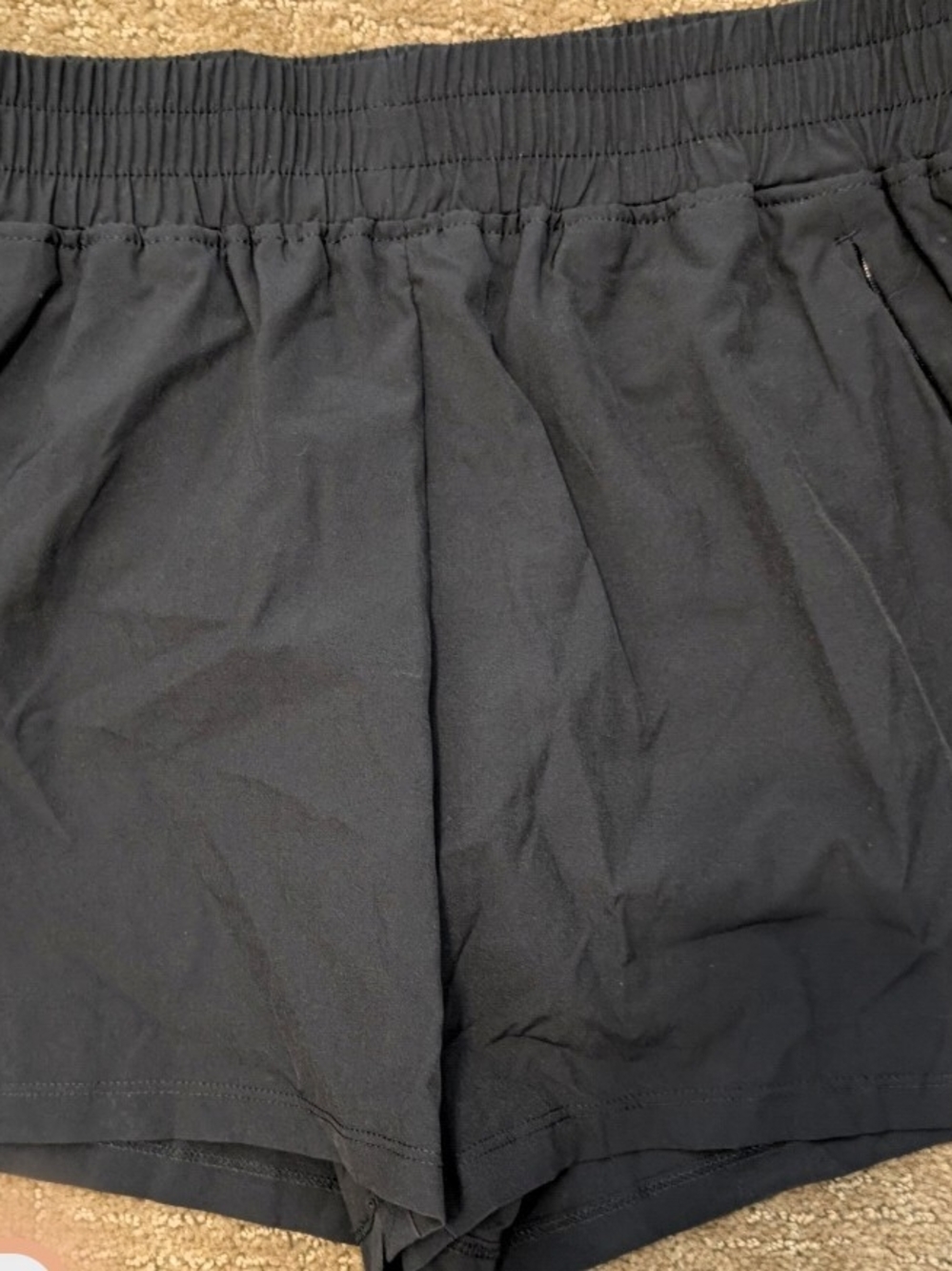 Tahari Performance Black Athletic Shorts High Rise Zip Pockets Activewear
